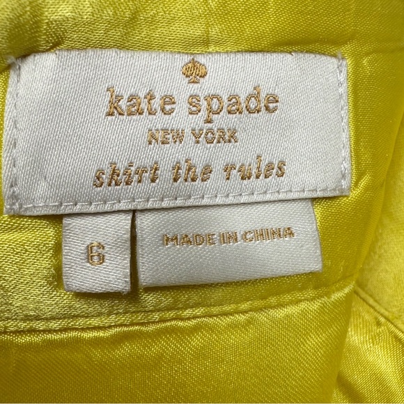 Kate Spade New York "Skirt the Rules" Neon Yellow A-Line Pencil Skirt - Size 6 - Picture 3 of 7